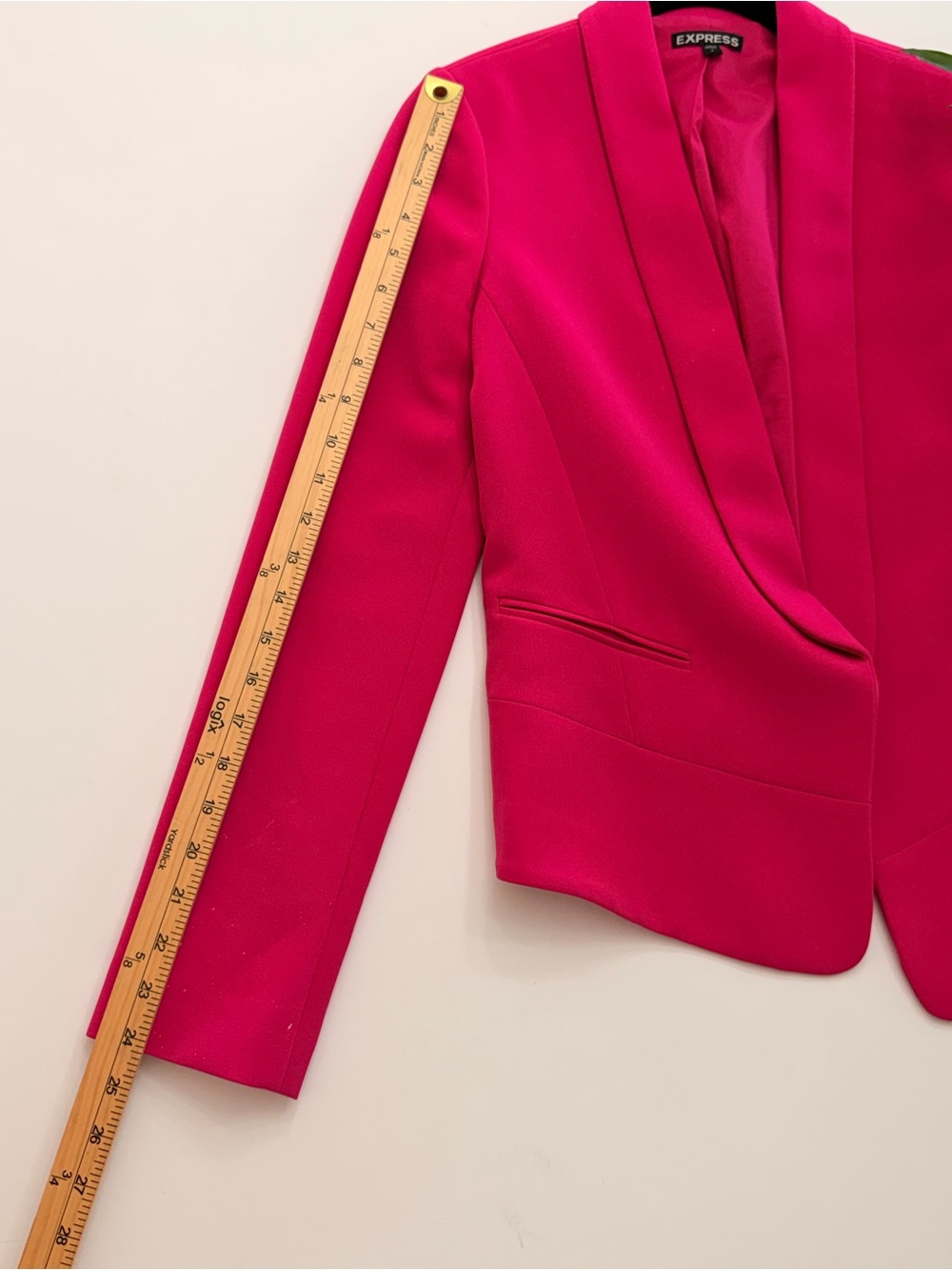 Express Hot Pink Open Front Shawl Collar Stretch Blazer Jacket Suit Womens Sz 6 - Picture 6 of 8